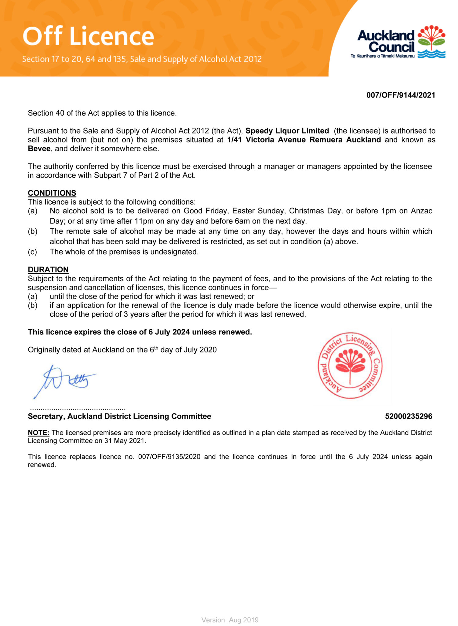 Liquor License | Bevee Alcohol Delivery